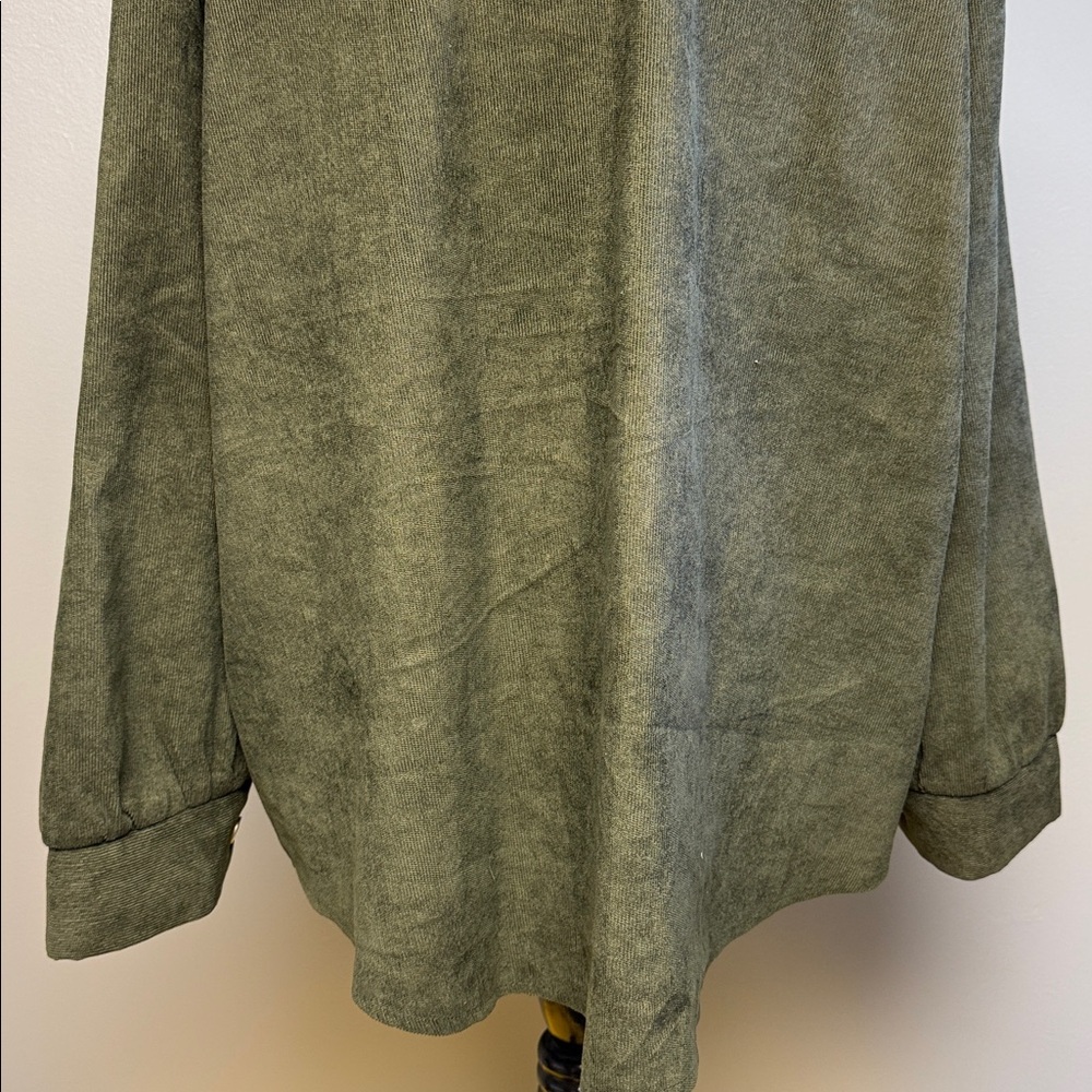 Shein Curve Green Corduroy Button Front Shirt Jacket Size 3XL - Picture 6 of 7